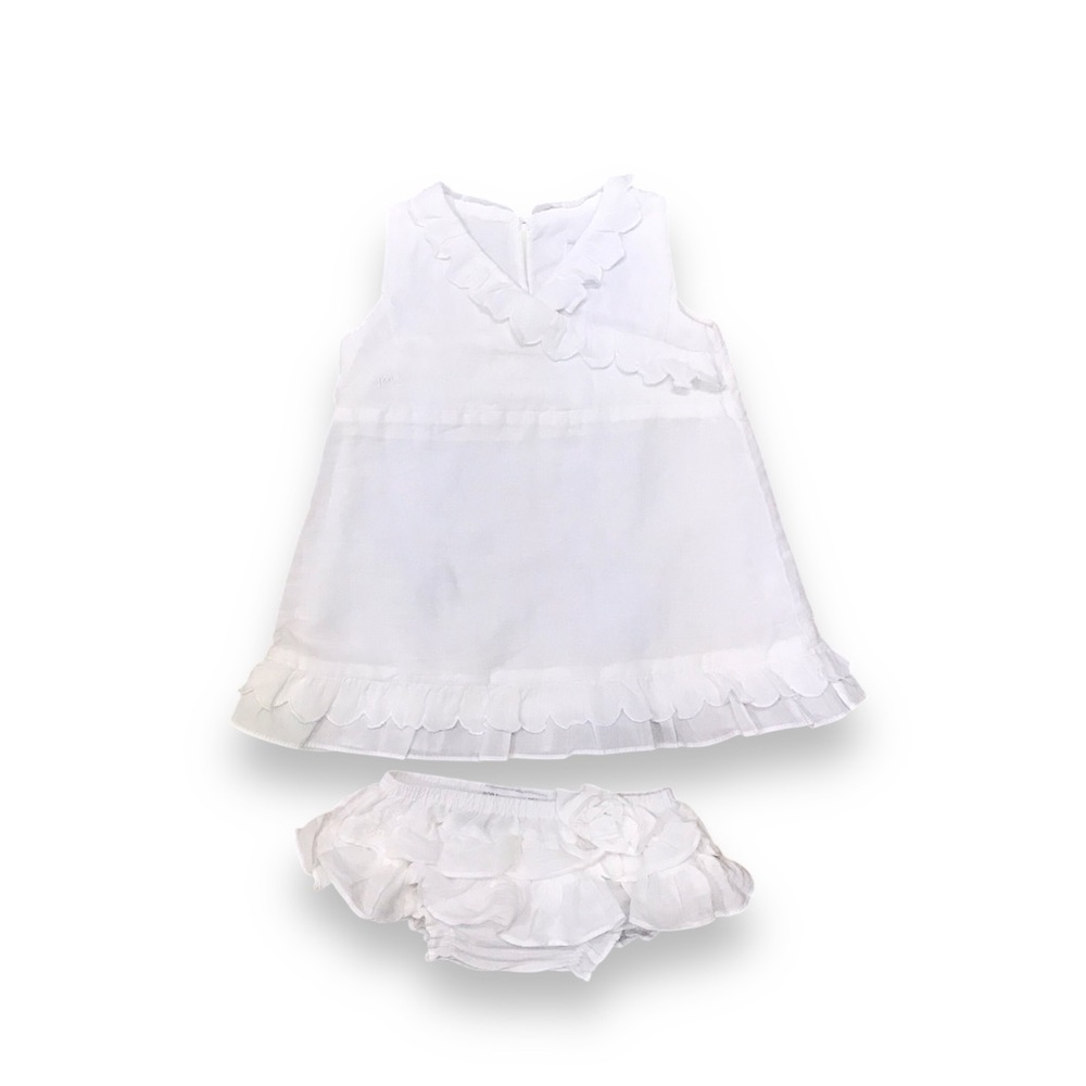 🆕 French Boutique White Linen Ruffle Dress Set